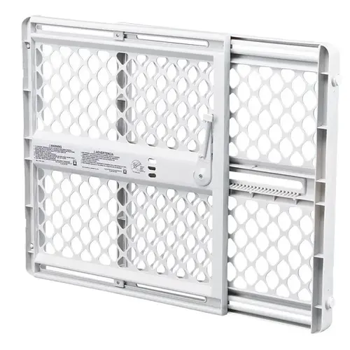26 In. to 42 In. W. White Plastic Universal Pet Gate Gray