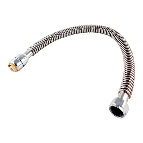 Water Heater Supply Connector 3/4" Push Fit T X 3/4" D FIP 18" Stainless Steel Water Heater Supply Connector 3/4" Push Fit T X 3/4" D FIP 18" Stainless Steel