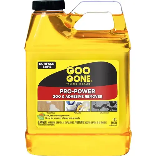 Goo and Adhesive Remover, 32 oz Bottle, Liquid, Citrus, Yellow Goo and Adhesive Remover, 32 oz Bottle, Liquid, Citrus, Yellow