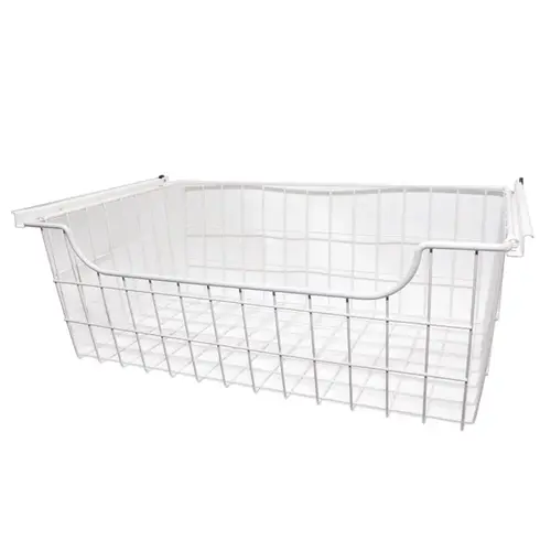Wire Basket, 14 in OAL, 24 in OAW, Steel, Powder-Coated White