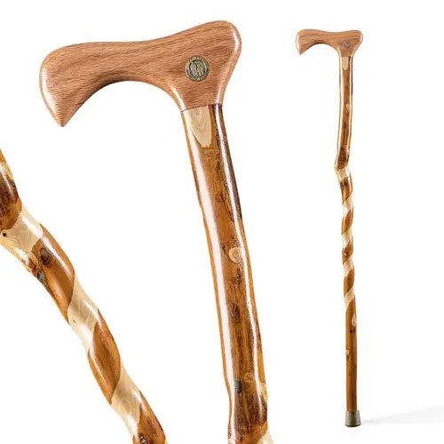 Walking Stick Cane Twisted Hickory Brown Walking Stick Cane Twisted Hickory Brown
