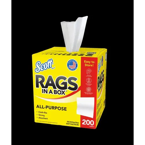 Painter's Rag, 10 x 12 in, Cellulose Fiber, White - pack of 200 Painter's Rag, 10 x 12 in, Cellulose Fiber, White - pack of 200