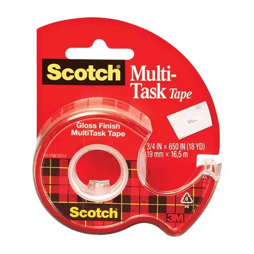Multi-Task Tape, 650 in L, 3/4 in W, Plastic Backing Clear Multi-Task Tape, 650 in L, 3/4 in W, Plastic Backing Clear
