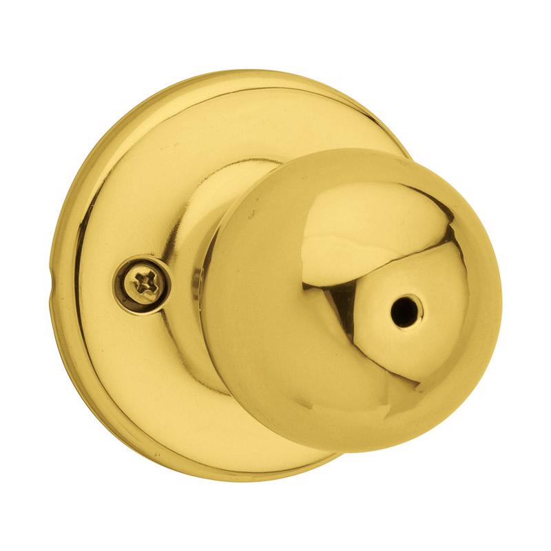 Kwikset 93001-873 Privacy Knob Polo Polished Brass Right or Left Handed Polished Brass