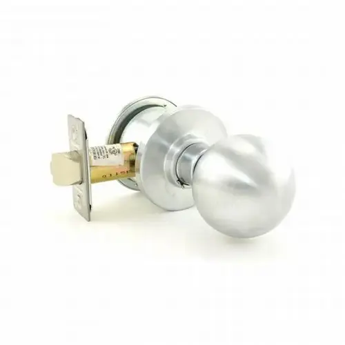 A Series Exit Orbit Lock with 11096 Latch and 10001 Strike Satin Chrome Finish A Series Exit Orbit Lock with 11096 Latch and 10001 Strike Satin Chrome Finish