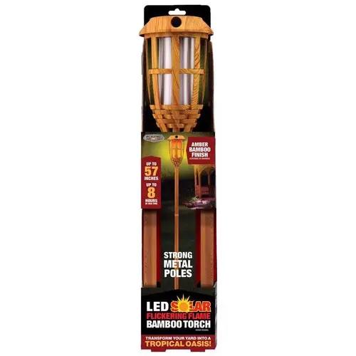 Bamboo Torch Amber Metal 57" Flickering Flame Amber