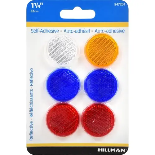 Mini Reflector Driveway Markers, Adhesive, 1-1/4-In pack of 6 Assorted Mini Reflector Driveway Markers, Adhesive, 1-1/4-In pack of 6 Assorted
