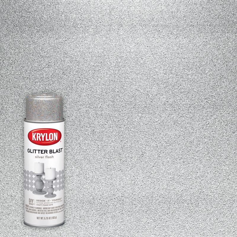 KRYLON K03802000 Glitter Blast Spray Paint, Glitter, Silver Flash, 5.75 oz, Aerosol Can