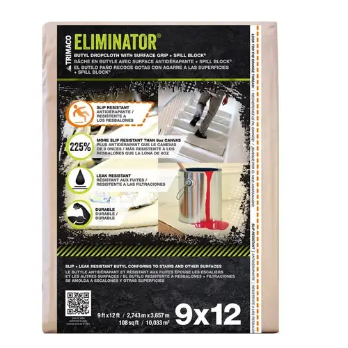 Drop Cloth Eliminator 9 W X 12 ft. L Butyl Coated Natural Drop Cloth Eliminator 9 W X 12 ft. L Butyl Coated Natural