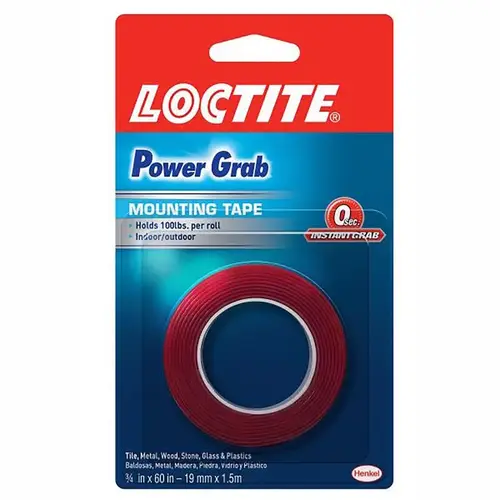 Mounting Tape Power Grab Double Sided 3/4" W X 60" L Clear Clear - pack of 6 Mounting Tape Power Grab Double Sided 3/4" W X 60" L Clear Clear - pack of 6