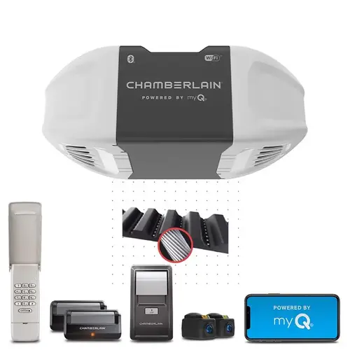 Garage Door Opener, Belt Drive, OS: myQ and Security+ 2.0, Gray