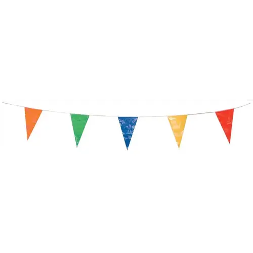 Flag String Pennant 19" H X 11" W X 50 ft. L Multicolored Flag String Pennant 19" H X 11" W X 50 ft. L Multicolored