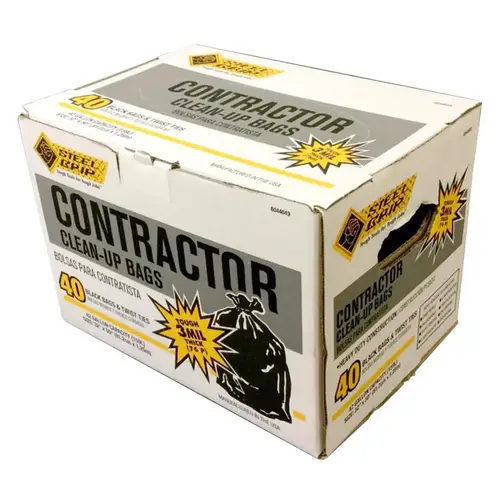 Contractor Bags 42 gal Twist Tie 40 pk 3 mil Black Contractor Bags 42 gal Twist Tie 40 pk 3 mil Black