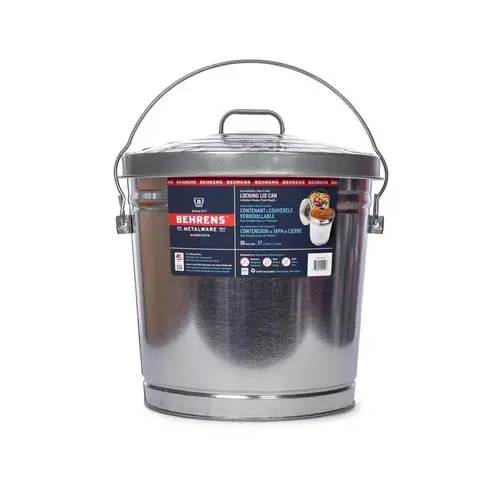 Pet Food Storage Container Gray Locking Lid Metal For All Pets Gray Silver