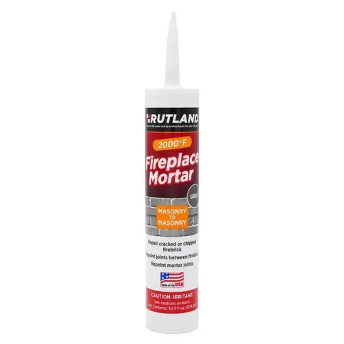 Rutland Fireplace Mortar, Paste, Gray, 10.3 oz, Cartridge Rutland Fireplace Mortar, Paste, Gray, 10.3 oz, Cartridge