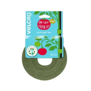VELCRO Brand VEL30071ACS-AMS One-Wrap Garden Tie, Cut To Length, 1/2 In. x 50 Ft. Green