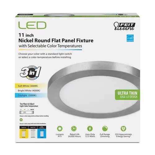 LED Flat Panel Light Fixture EDGELIT 1.1" H X 11.2" W X 11.2" L Nickel Silver Nickel LED Flat Panel Light Fixture EDGELIT 1.1" H X 11.2" W X 11.2" L Nickel Silver Nickel
