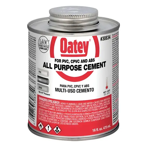 All-Purpose Solvent Pipe Cement, Clear, 16 oz. All-Purpose Solvent Pipe Cement, Clear, 16 oz.
