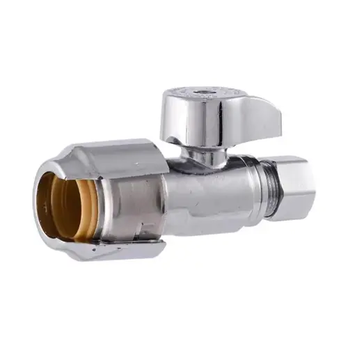 Straight Stop Valve 1/2" Push X 3/8" Compression Brass Chrome Plated Straight Stop Valve 1/2" Push X 3/8" Compression Brass Chrome Plated