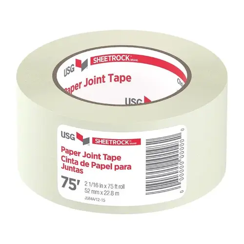 Joint Tape, 75 ft L, 2-1/16 in W, 0.01 mm Thick, Solid, White Joint Tape, 75 ft L, 2-1/16 in W, 0.01 mm Thick, Solid, White