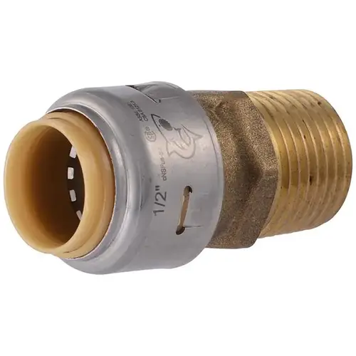 Adapter, 1/2 in, Push-to-Connect x MNPT, Brass, 200 psi Pressure - pack of 4 Adapter, 1/2 in, Push-to-Connect x MNPT, Brass, 200 psi Pressure - pack of 4