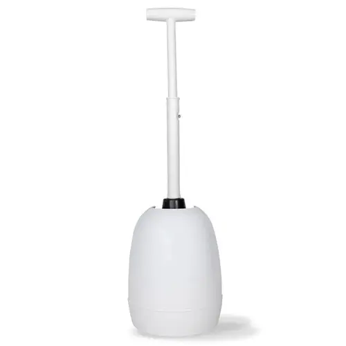 BEEHIVE Max Hideaway Toilet Plunger with Holder, 6 in Cup, T-Handle Handle Black/White
