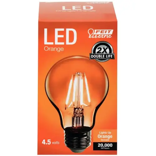 LED Bulb, General Purpose, A19 Lamp, 25 W Equivalent, E26 Lamp Base, Dimmable, Clear Orange LED Bulb, General Purpose, A19 Lamp, 25 W Equivalent, E26 Lamp Base, Dimmable, Clear Orange