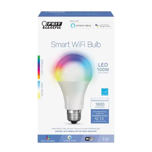 LED Smart Bulb A21 E26 (Medium) Color Changing 100 W Clear LED Smart Bulb A21 E26 (Medium) Color Changing 100 W Clear