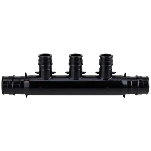 3/4" Poly-Alloy PEX-A Expansion Barb Inlets x 1/2 PEX-A Expansion Barb 3-Port Open Manifold Black