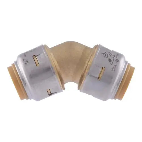 Pipe Elbow, 1/2 in, 45 deg Angle, Brass, 200 psi Pressure Pipe Elbow, 1/2 in, 45 deg Angle, Brass, 200 psi Pressure