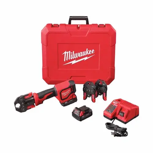 M18 18-Volt Lithium-Ion Cordless Short Throw Press Tool Kit with PEX Crimp Jaws Red