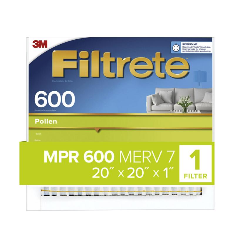 Filtrete 98324 20 In. x 20 In. x 1 In. 600 MPR Clean Living Furnace Filter, MERV 7