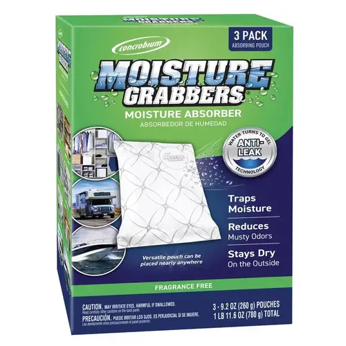 Moisture Grabber, 27.6 oz Pouch, Solid, Odorless White Moisture Grabber, 27.6 oz Pouch, Solid, Odorless White