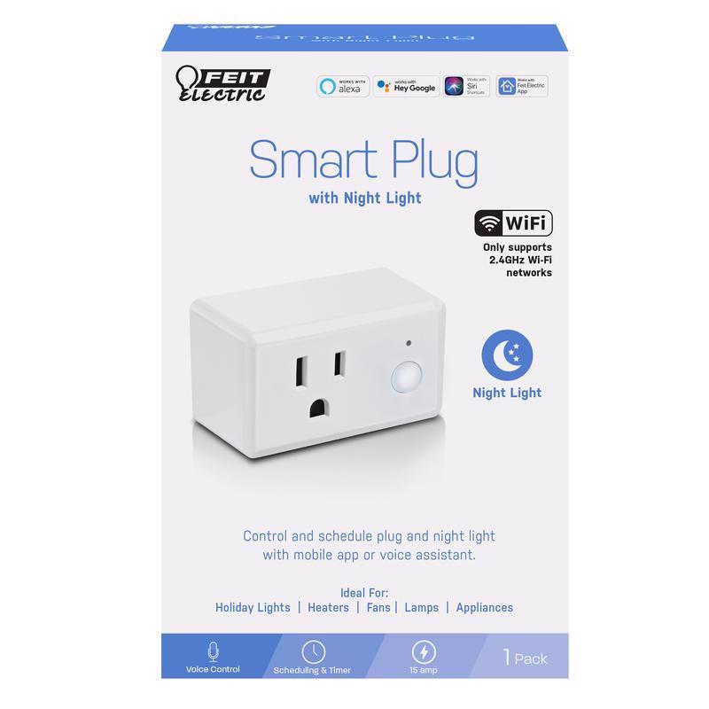 Feit Electric PLUG/NL/WIFI Plug with Night Light Residential Plastic Smart 1-15R Boxed White