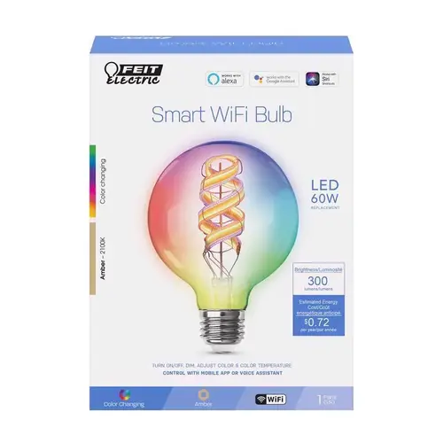 LED Smart Bulb G30 E26 (Medium) Color Changing 60 W Clear LED Smart Bulb G30 E26 (Medium) Color Changing 60 W Clear