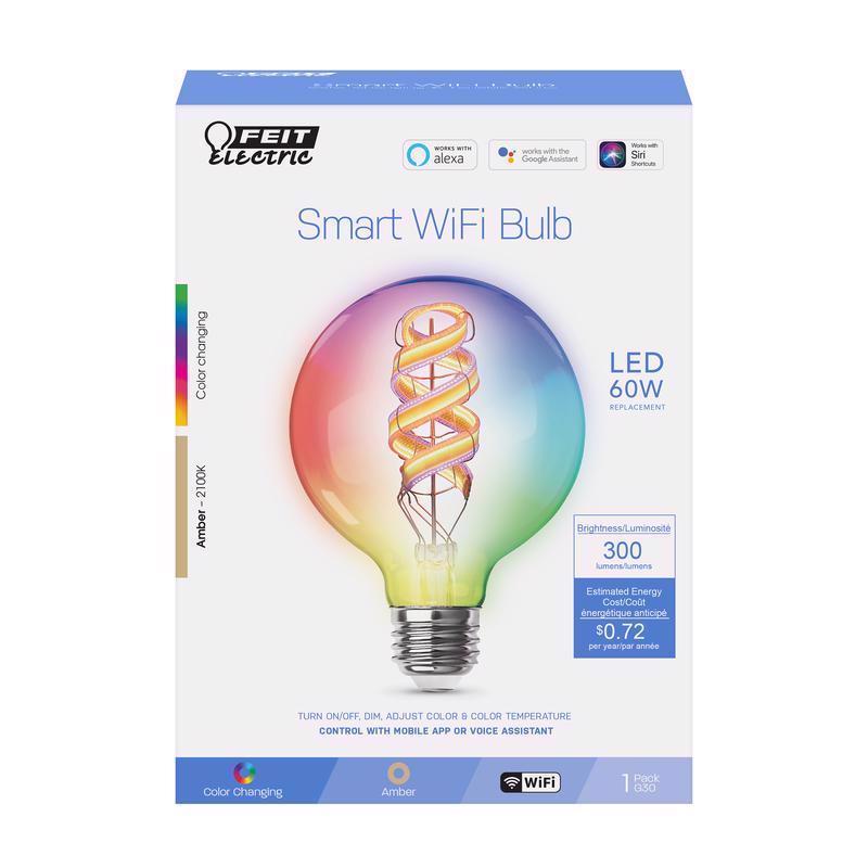 Feit Electric G3060/RGBWFILAG LED Smart Bulb G30 E26 (Medium) Color Changing 60 W Clear