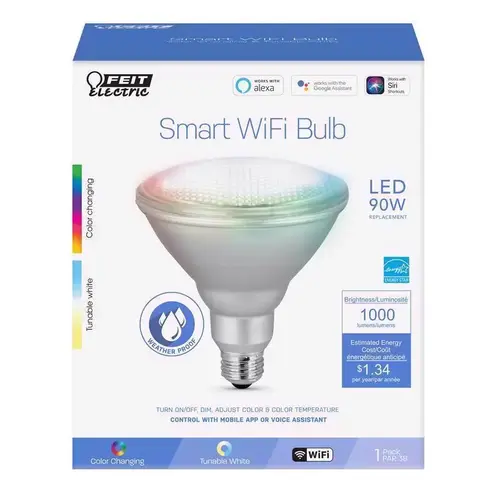 Smart Bulb, 11.1 W, Wi-Fi Connectivity: Yes, Voice Control, E26 Medium Lamp Base Clear Smart Bulb, 11.1 W, Wi-Fi Connectivity: Yes, Voice Control, E26 Medium Lamp Base Clear