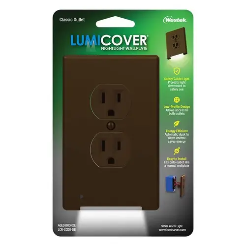 Nightlight Wall Plate LumiCover Aged Bronze Bronze 2 gang Plastic Duplex Outlet Aged Bronze Nightlight Wall Plate LumiCover Aged Bronze Bronze 2 gang Plastic Duplex Outlet Aged Bronze