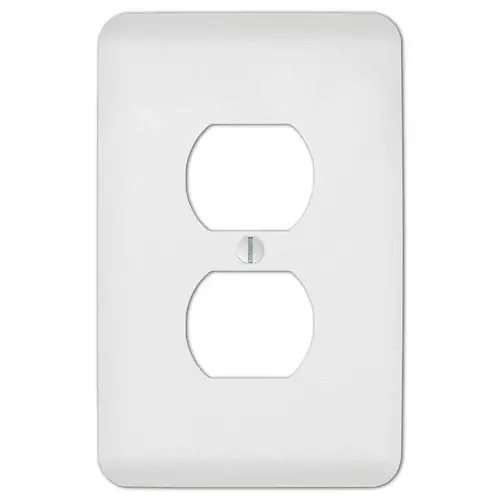 Wall Plate Perry Textured White 1 gang Stamped Steel Duplex Outlet Textured
