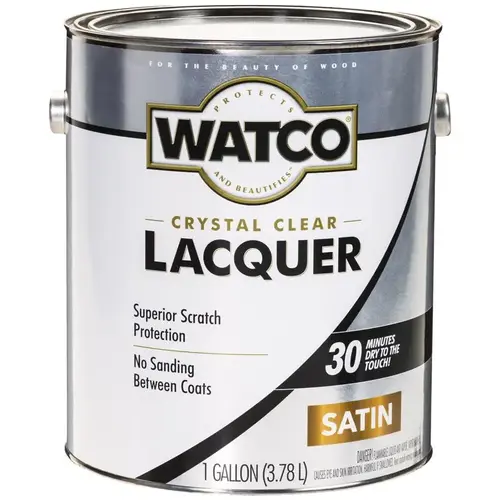 Lacquer Clear Wood Finish, Liquid, Clear, 1 gal, Can Lacquer Clear Wood Finish, Liquid, Clear, 1 gal, Can