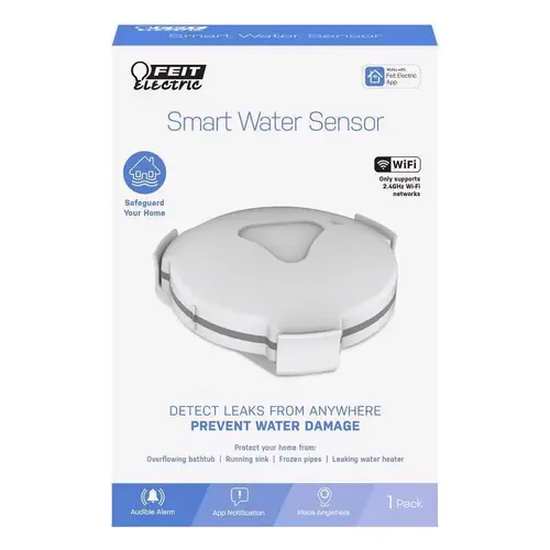 Wi-Fi Water Sensor, Alarm: Audible, Surface Mounting, White Wi-Fi Water Sensor, Alarm: Audible, Surface Mounting, White
