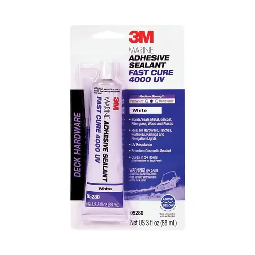 Marine Adhesive Sealant, 4000 UV, 3 oz, Tube, White - pack of 6 Marine Adhesive Sealant, 4000 UV, 3 oz, Tube, White - pack of 6
