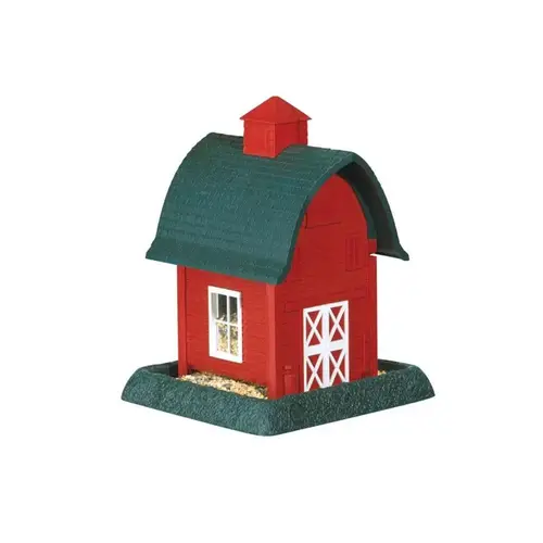 Wild Bird Feeder, Barn, 5 lb, Plastic, Red, 13-1/4 in H, Pole Mounting Wild Bird Feeder, Barn, 5 lb, Plastic, Red, 13-1/4 in H, Pole Mounting