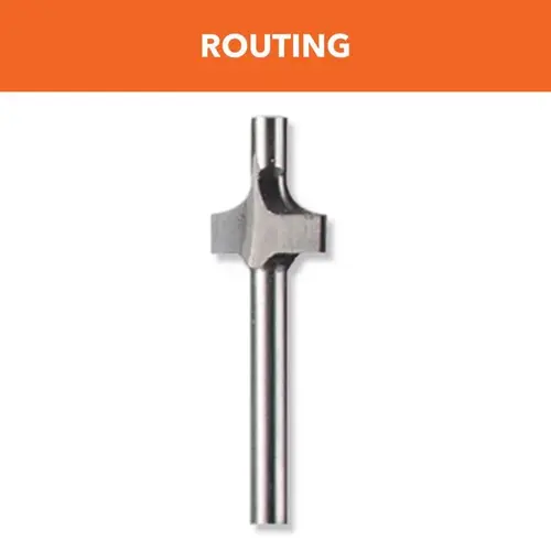 Router Bit 1/8" D X 1/8" X 2-3/4" L High Speed Steel 2-Flute Corner Rounding