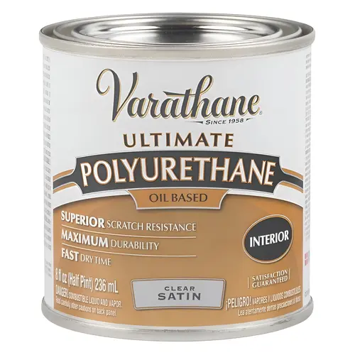 Polyurethane Ultimate Satin Clear Oil-Based 8 oz Clear
