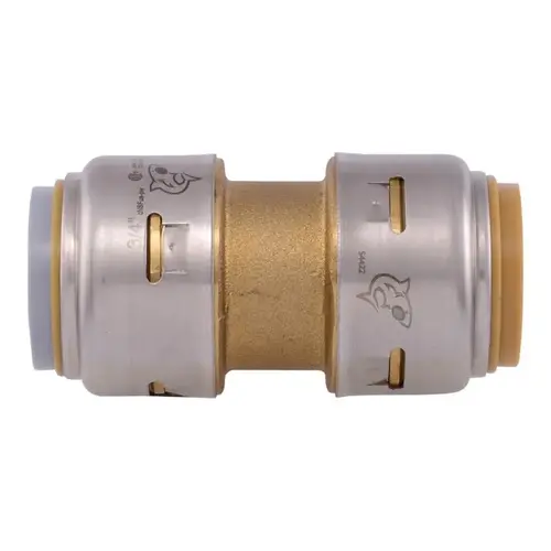 Pipe Coupling, 3/4 in, Brass/Polybutylene, 200 psi Pressure Pipe Coupling, 3/4 in, Brass/Polybutylene, 200 psi Pressure