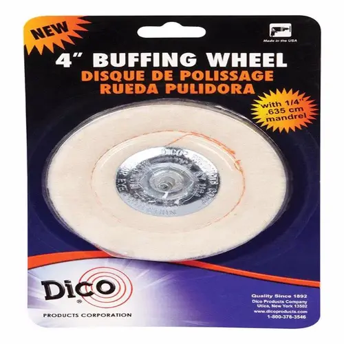 Buffing Wheel, 4 in Dia, 1/2 in Thick, Cotton Buffing Wheel, 4 in Dia, 1/2 in Thick, Cotton