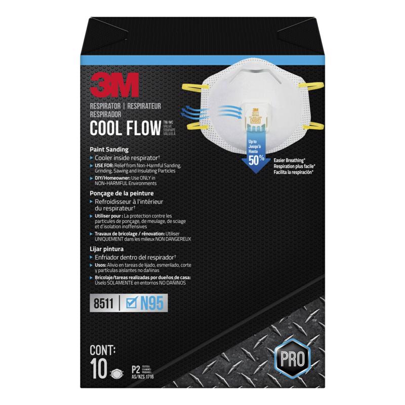 3M 8511P10-DC-PS 8511 White Standard N95 Molded Cup Particulate Respirator