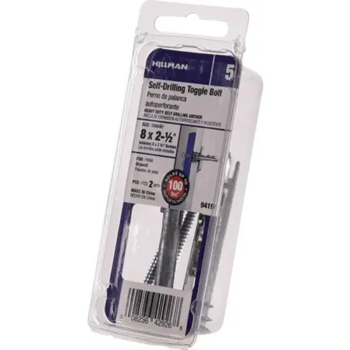 Self Drilling Toggle Bolt 0.62" D X 2-1/2" L Steel Pan Head Zinc Pair Self Drilling Toggle Bolt 0.62" D X 2-1/2" L Steel Pan Head Zinc Pair