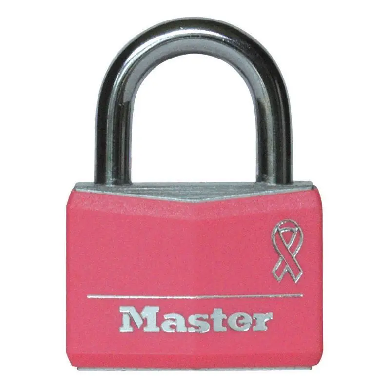 Master Lock Padlock Keyed Different Key 1/4 in Dia Shackle 7/8 in H Shackle Steel Shackle Aluminum Body Pink 146D